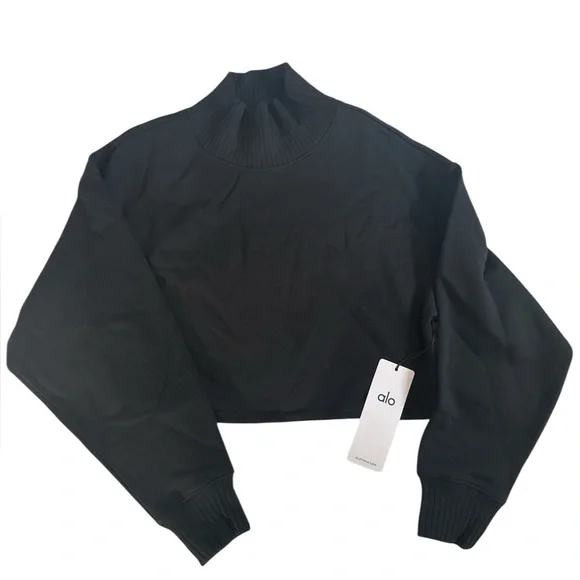 \"Alo Yoga\" Cropped Serenity カバーアップ Cropped Serenity Coverup - Black | ALO